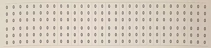 Johdinmerkkaus tarraliuska 30kpl (6x numero 0) 6*38 mm - A4 4-väri Muotoonleikatut tarrat  - TARliuska0 - 1