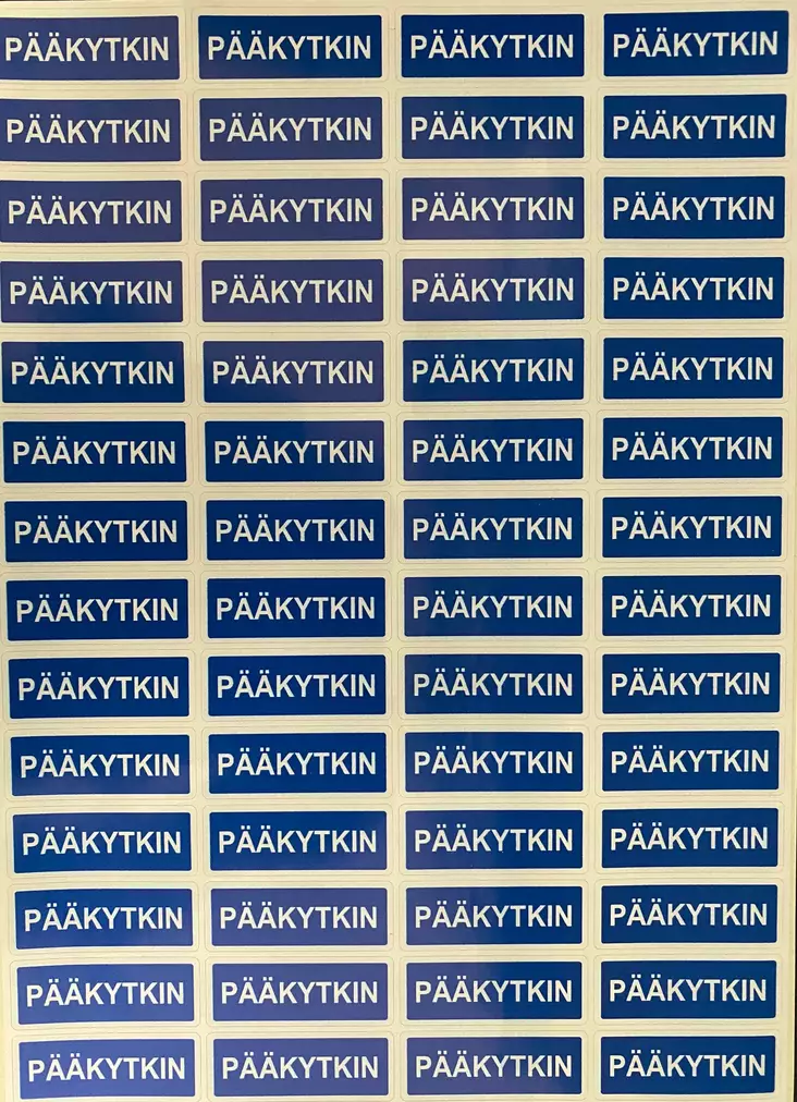 Tarra Pääkytkin pieni 19*50 mm 56 kpl/arkki - A4 4-väri Muotoonleikatut tarrat  - TARPAAkytkin1 - 1