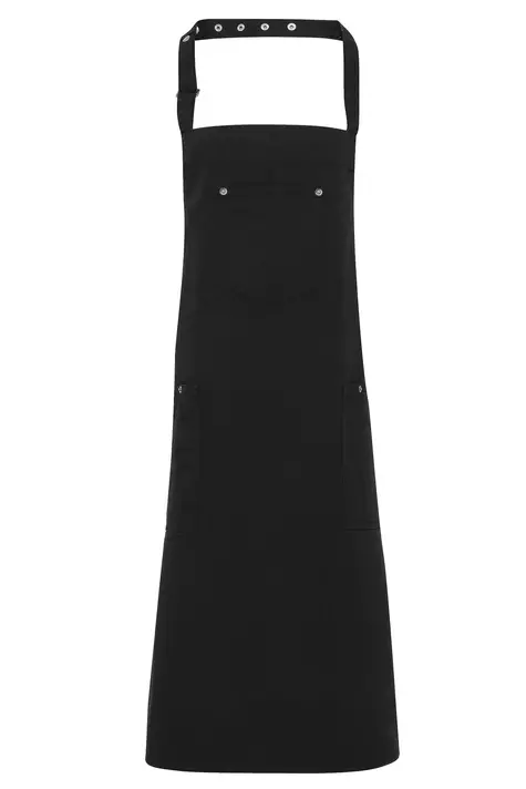 Chino-tyylinen essu, jossa kolme niittisomisteista taskua ja säädettävä niskanauha. - Pitkät Essut joissa niskalenkki - PR132 - 4