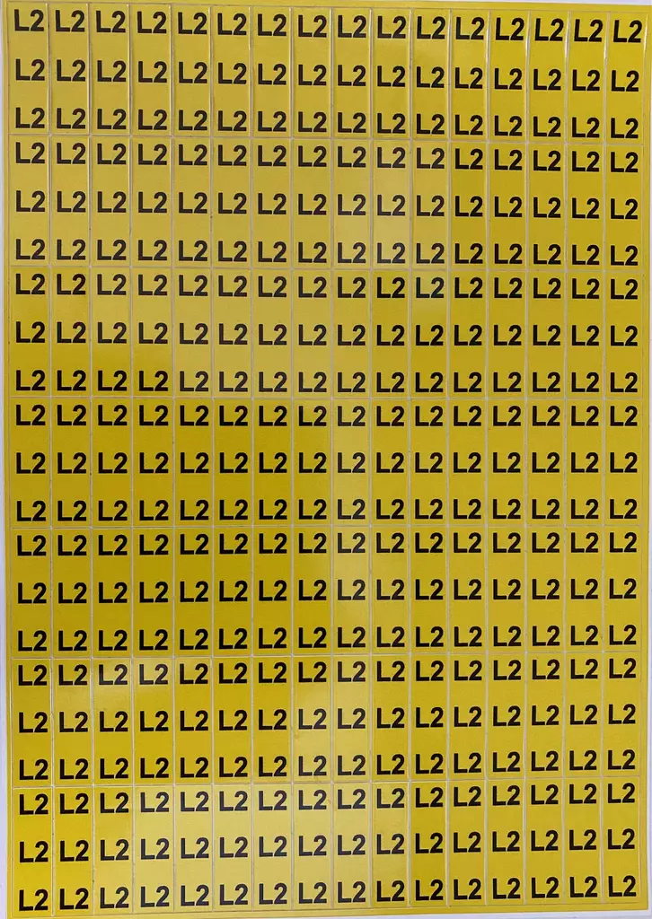 Tarra L2 Kelta mustateksti 112kpl/ arkki - A4 4-väri Muotoonleikatut tarrat  - TARL2 - 1