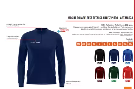 POLARFLEECE treeni- lämmittelypaita - GIVOVA Polarfleece paidat ja housut - MA023 - 1