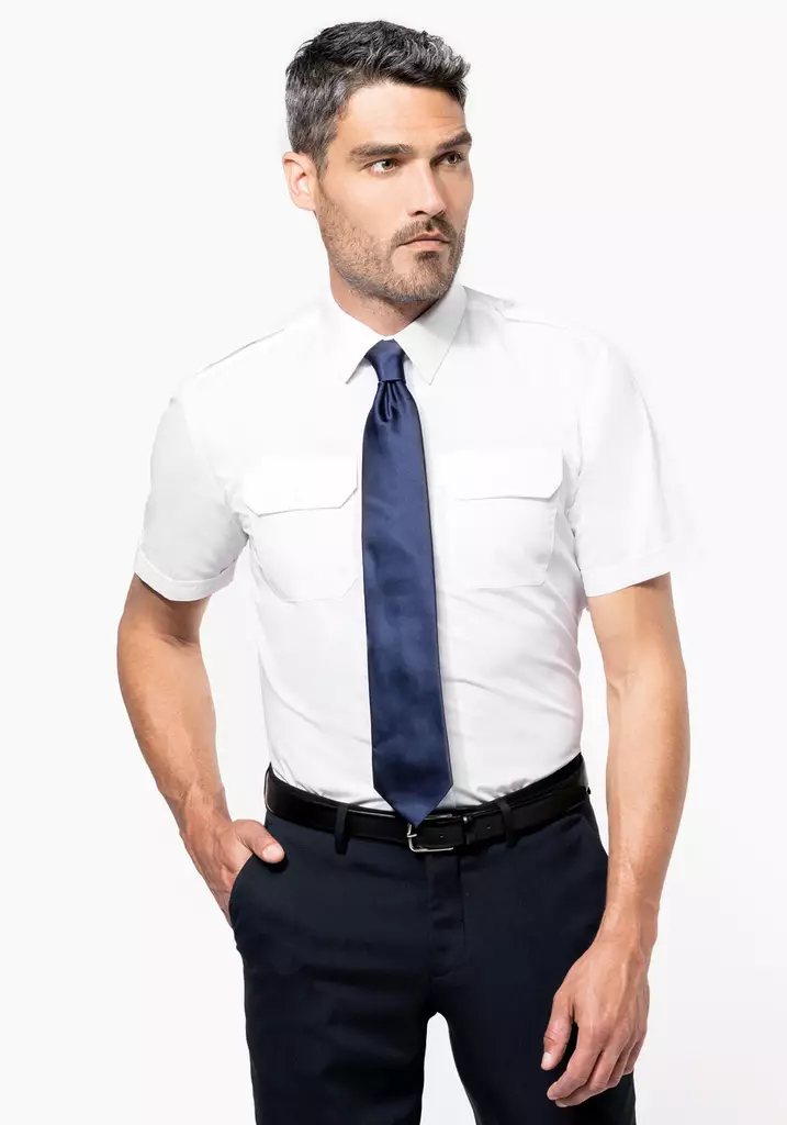 Miesten lyhythihainen Easy-Care Pilottipaita Pilotti-kauluspaidassa on olkapoletit - Miesten lyhythihaiset kauluspaidat - K503 - 1