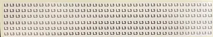 Johdinmerkintä tarraliuska 36*(6x L3) 6*38 mm - A4 4-väri Muotoonleikatut tarrat - TARliuskaL3 - 1