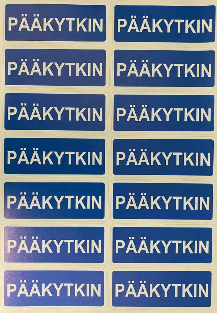 Tarra Pääkytkin iso 40 *100mm 14kpl/ arkki - A4 4-väri Muotoonleikatut tarrat - TARPAAkytkin3 - 1