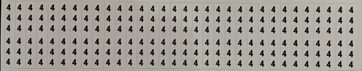 Johdinmerkkaus tarraliuska 32kpl (6x numero 4) 6*38 mm - A4 4-väri Muotoonleikatut tarrat  - TARliuska4 - 1