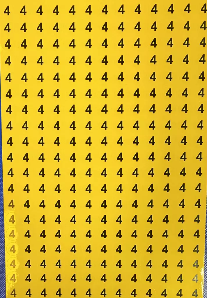 Tarra numero 4 Kelta musta 247kpl A4-arkilla - A4 4-väri Muotoonleikatut tarrat - TAR4 - 1