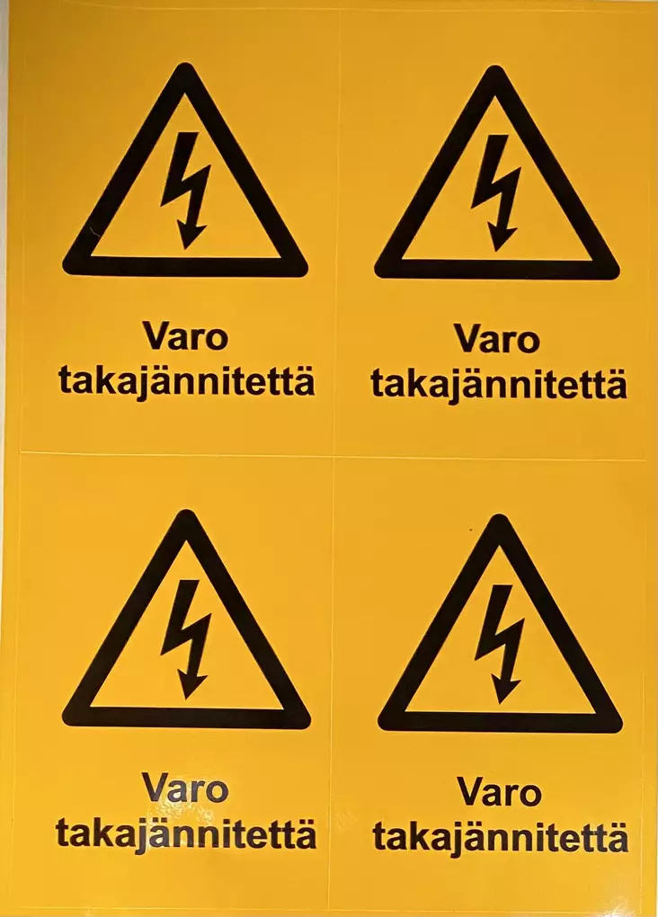 Tarra Varo Takajännite 100*150mm 4 kpl / arkki - A4 4-väri Muotoonleikatut tarrat - TARJAnnite4 - 1