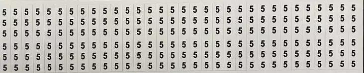 Johdinmerkkaus tarraliuska 32kpl (6x numero 5) 6*38 mm - A4 4-väri Muotoonleikatut tarrat  - TARliuska5 - 1