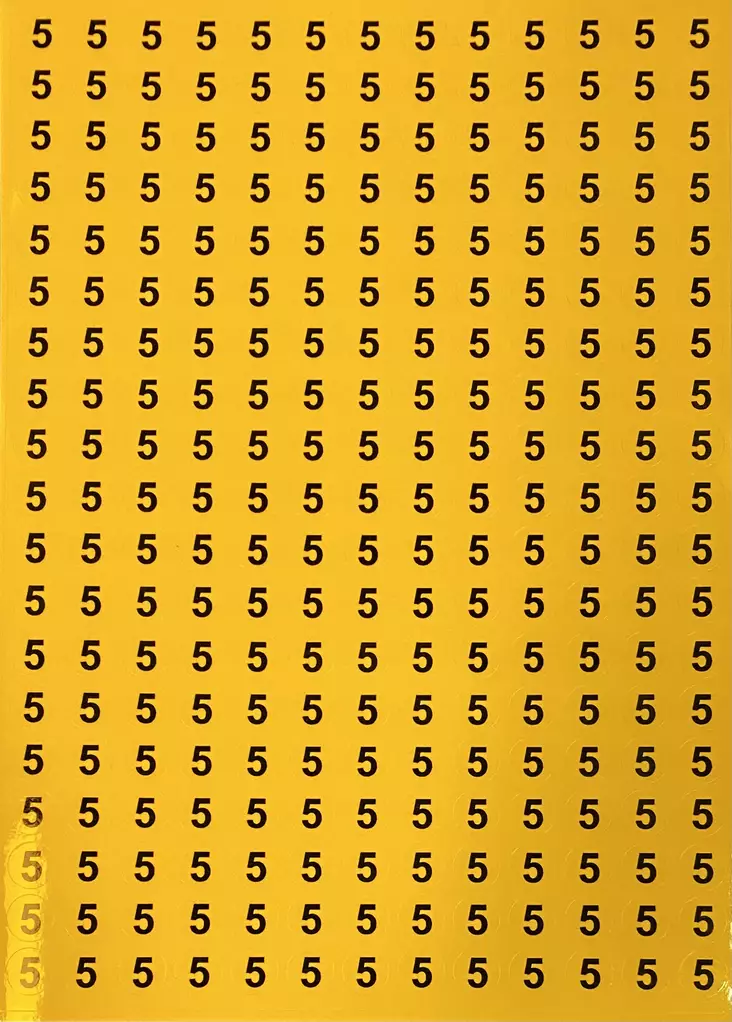 Tarra numero 5 Kelta musta 247kpl A4-arkilla - A4 4-väri Muotoonleikatut tarrat - TAR5 - 1