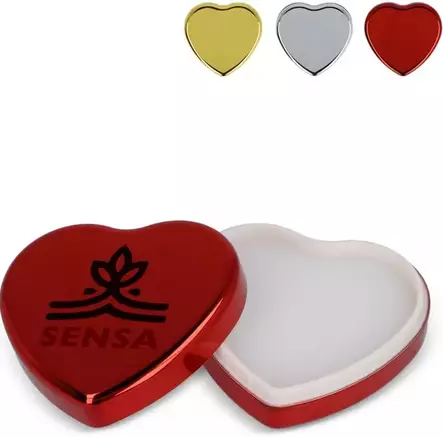 Sydämen muotoinen huulirasva metallisävytteisessä litteässä meikkipeilillä varustetussa kotelossa - Aurinkolasit - LT90486 - 1