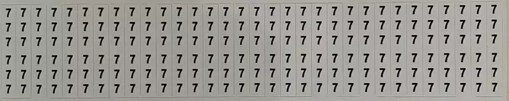 Johdinmerkkaus tarraliuska 32kpl (6x numero 7) 6*38 mm - A4 4-väri Muotoonleikatut tarrat  - TARliuska7 - 1