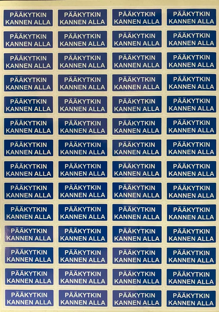 Tarra Pääkytkin kannen alla 56 kpl/arkki - A4 4-väri Muotoonleikatut tarrat - TARPAAkytkin7 - 1