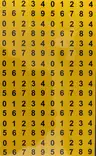 Pyöreät numerotarrat 0 1 2 3 4 5 6 7 8 9 (16x jokaistanroa/arkki)Keltainen pohja ja musta teksti, yhden tarran halkaisija 13mm - A4 4-väri Muotoonleikatut tarrat  - TAR0-9pyOreA - 1