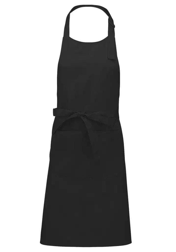 Pitkä vyötäröesiliina 2-os.etutasku Musta KARIBAN pesu 60°C 100% puuvilla - Pitkät Essut joissa niskalenkki - K885-99 - 1