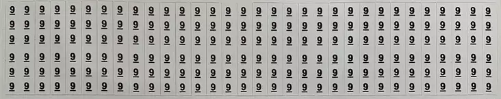 Johdinmerkkaus tarraliuska 32kpl (6x numero 9) 6*38 mm - A4 4-väri Muotoonleikatut tarrat  - TARliuska9 - 1