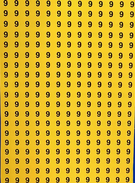 Tarra numero 9 Kelta musta 247kpl/arkki - A4 4-väri Muotoonleikatut tarrat  - TAR9-pyOreA - 1