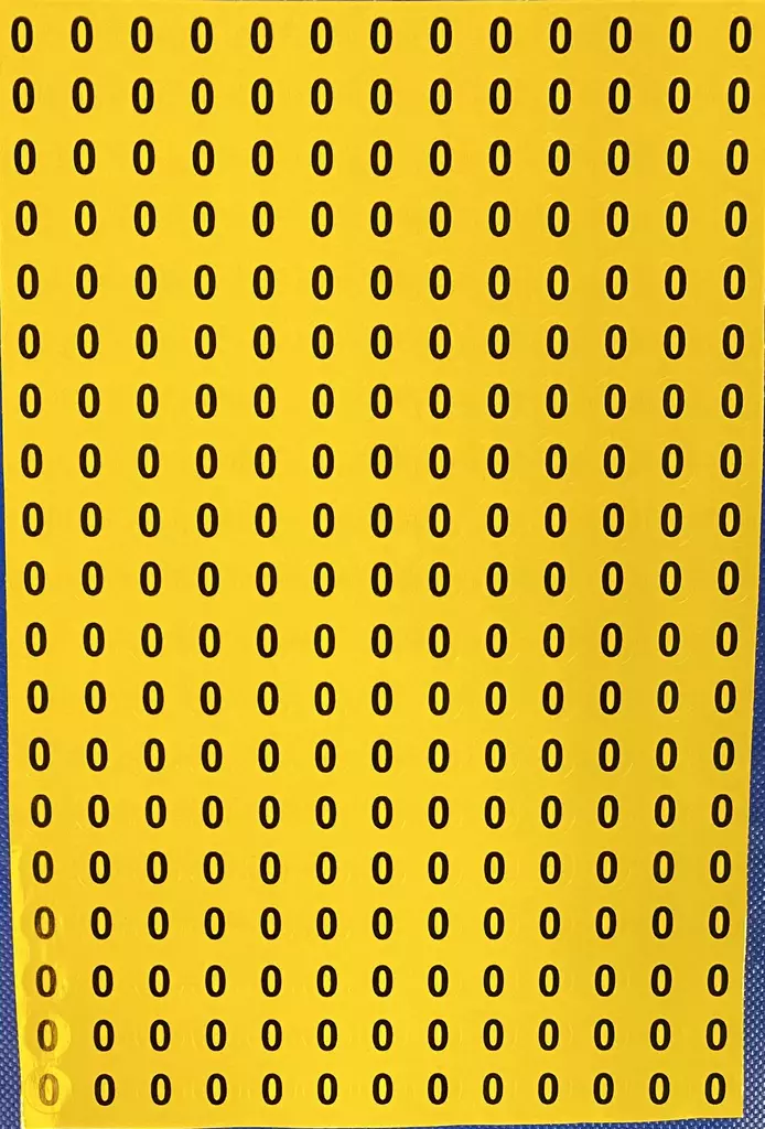 Tarra numero 0 Kelta musta 247kpl/arkki - A4 4-väri Muotoonleikatut tarrat - TAR0-pyOreA - 1