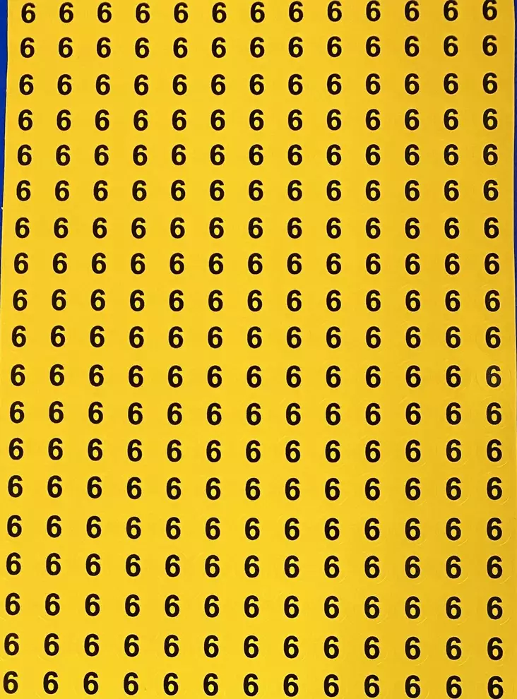 Tarra numero 6 Kelta musta 247kpl/arkki - A4 4-väri Muotoonleikatut tarrat - TAR6-pyOreA - 1