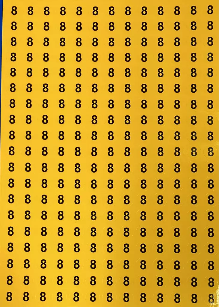 Tarra numero 8 Kelta musta 247kpl/arkki - A4 4-väri Muotoonleikatut tarrat - TAR8-pyOreA - 1