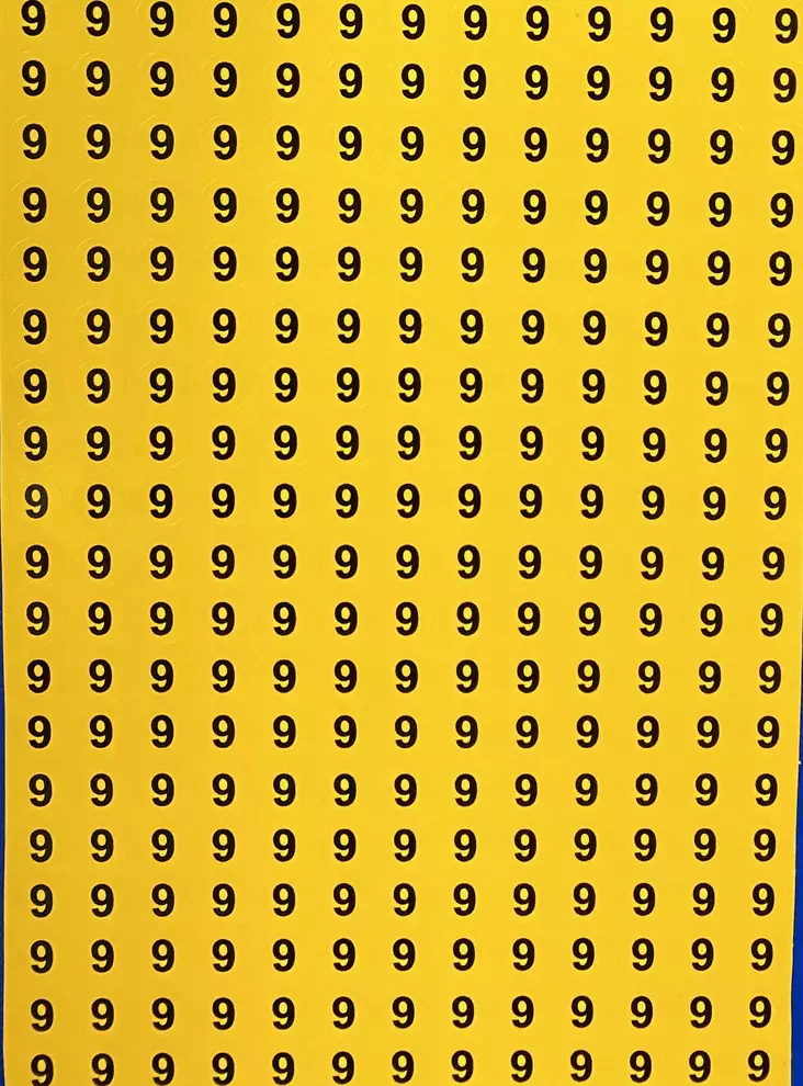 Tarra numero 9 Kelta musta 247kpl/arkki - A4 4-väri Muotoonleikatut tarrat - TAR9-pyOreA - 1