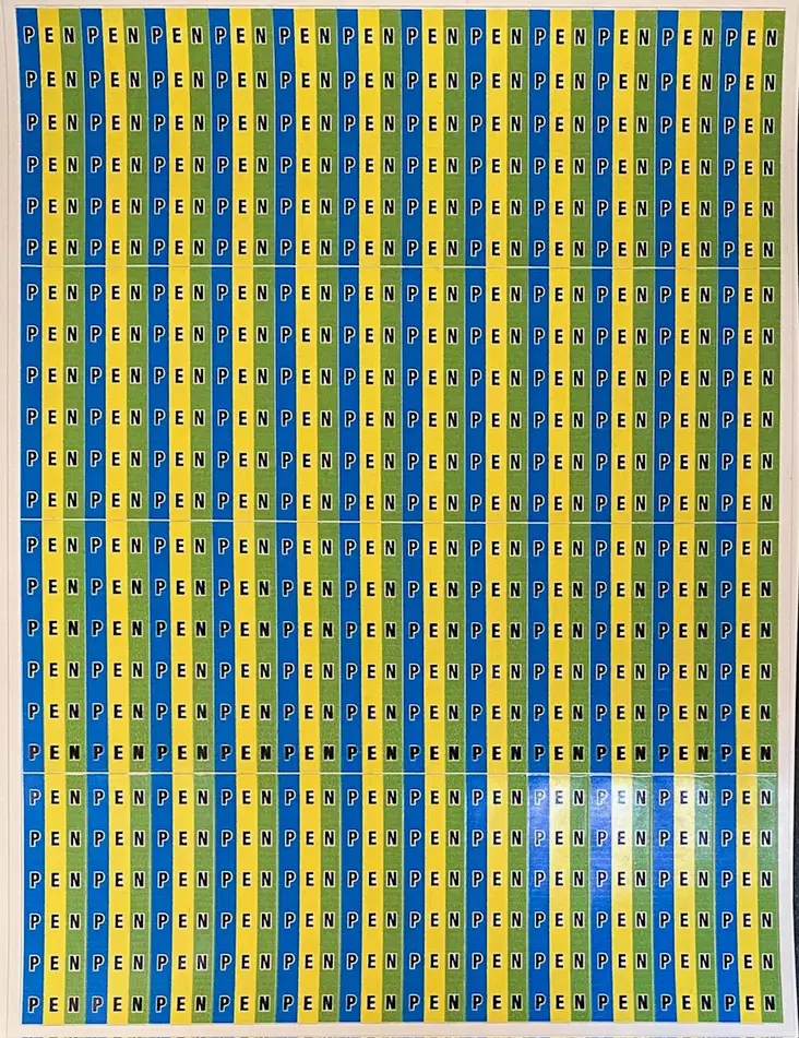 Tarra PEN Sin/Ke/Vi teksti 48kpl/ arkki - A4 4-väri Muotoonleikatut tarrat  - TarPENjohdinmerkka - 1