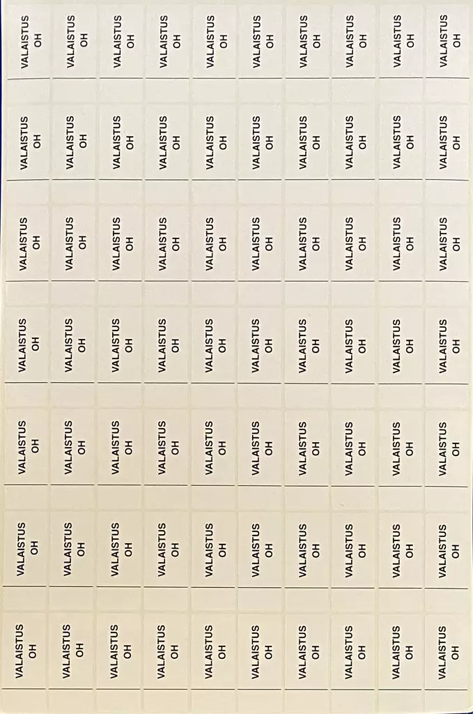 Ryhmäkeskustarra valaistus Olohuonee 1-mod 70kpl arkilla - A4 4-väri Muotoonleikatut tarrat  - RK-TAR_ValaistusOH - 1