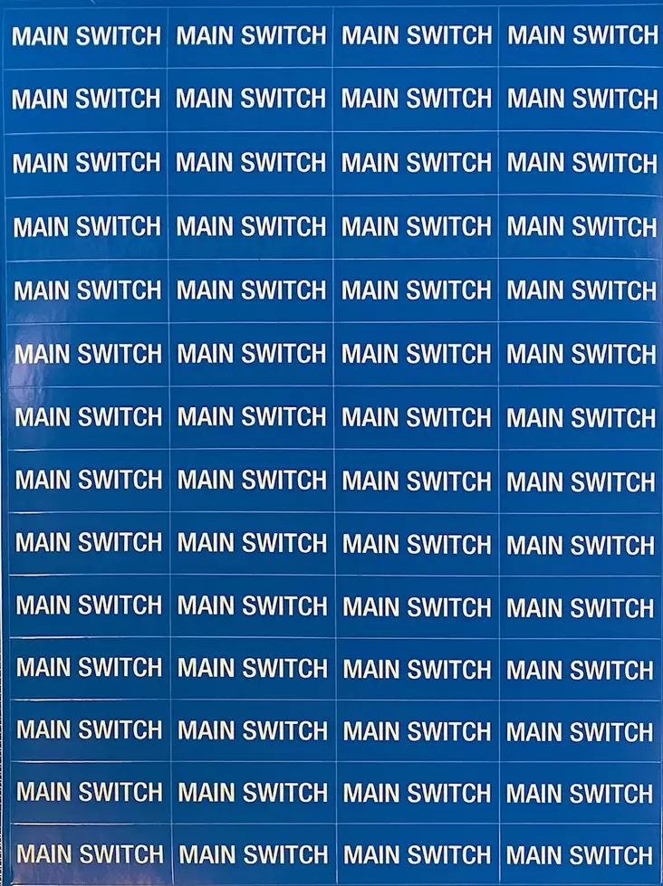 Tarra Main Switch pieni 19*50 mm 56 kpl/arkki - A4 4-väri Muotoonleikatut tarrat - TARMainSwitch - 1