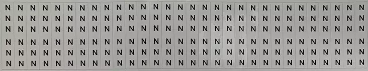 Johdinmerkkaus tarraliuska Musta N valkoisela pohjalla, tarrat tulevat liuskana jossa N-tarroja on 30kpl, yhden tarran koko 6x38mm - A4 4-väri Muotoonleikatut tarrat  - TarLiuskaNvalk - 1