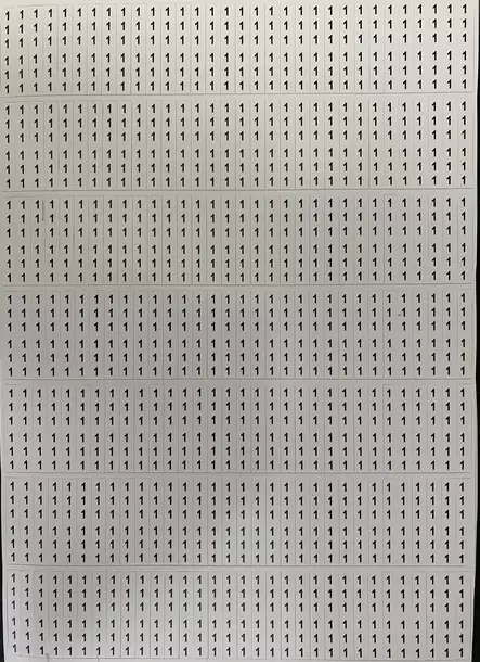 Johdinmerkkaus tarra numero 1, tarrat tulevat arkkina jossa numeroa 1 on 224kpl, yhden tarran koko 6x38mm - A4 4-väri Muotoonleikatut tarrat  - TararkNro1x224kpl - 1