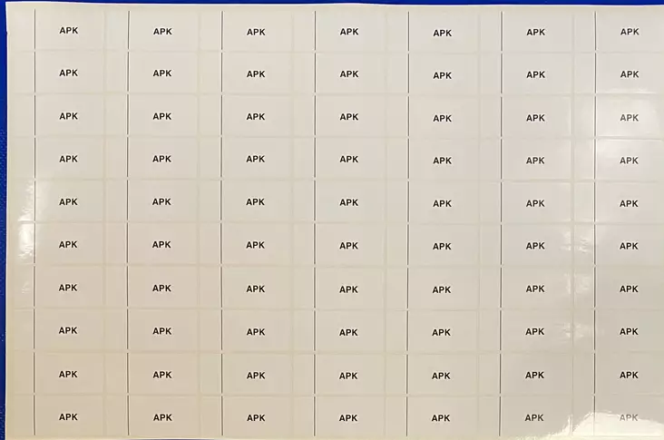 Ryhmäkeskustarra Astianpesukone 1-mod 70 kpl/ A4 - A4 4-väri Muotoonleikatut tarrat  - RK-TAR_APK1M - 1