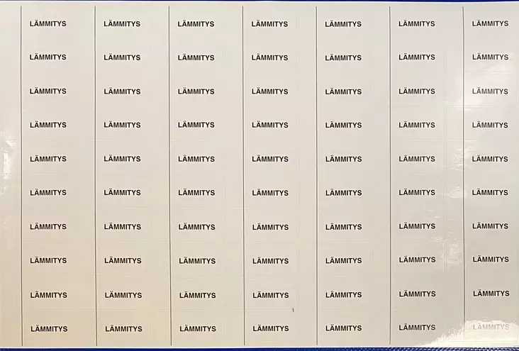 Ryhmäkeskustarra Lämmitys 1-mod 70 kpl/ A4 - A4 4-väri Muotoonleikatut tarrat - RK-TAR_LAmmitys1M - 1