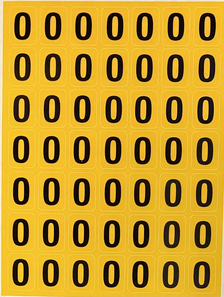 Tarra kelt.pohja musta nro0 25*20mm 49kpl/arkki - A4 4-väri Muotoonleikatut tarrat - TARnro0kelt - 1