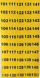 Keltainen numerotarra Musta nrot 101-150 - A4 4-väri Muotoonleikatut tarrat  - TAR101-150KeMu - 1