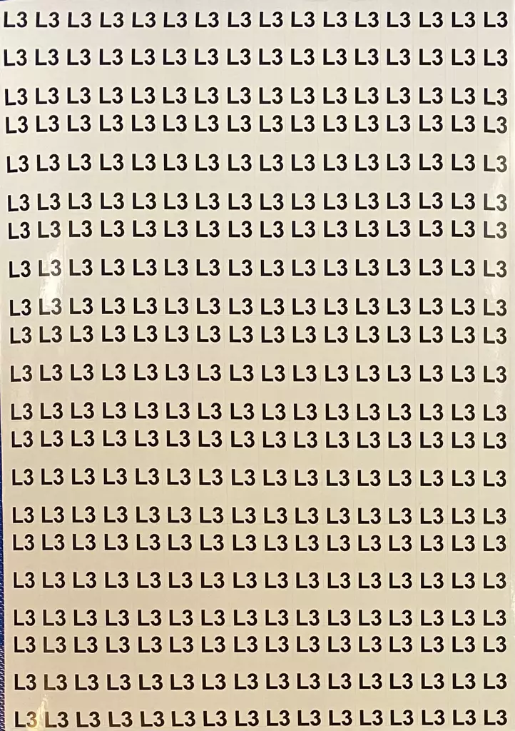 Tarra L3 valk. musta teksti 13*41mm 105kpl/arkki - A4 4-väri Muotoonleikatut tarrat  - TARL3leikattu - 1